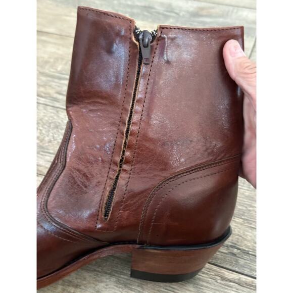 Boulet Men’s Brown Leather Round Toe Side Zip Western Boots Size 9.5 wide - Picture 8 of 8